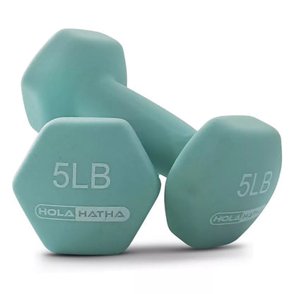Holahatha 2, 3, & 5 Pound Neoprene Dumbbell Free Hand Weight Set W/ Rack, Pastel
